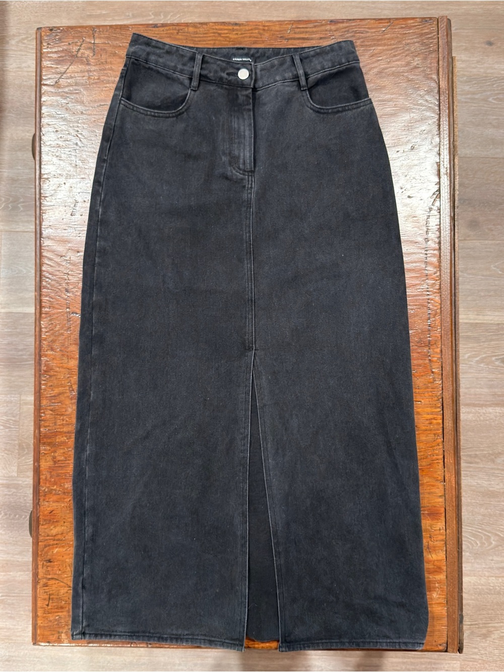 Karen Millen Dark Wash Denim Maxi Skirt US 6 Front Slit